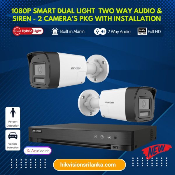 hikvision Smart Hybrid human detection Siren two way audio 2 camera system sri lanka